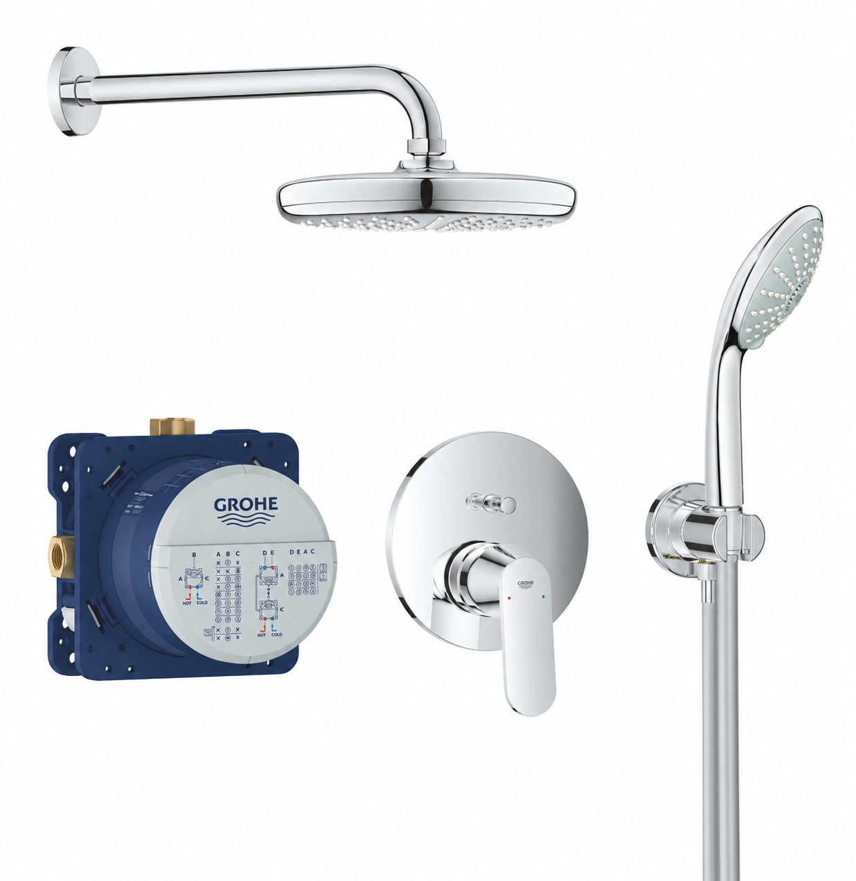Grohe Eurocosmo Duş Seti, Tempesta 210 Tepe Duşu İle Elduşu 27221000 - GROHE