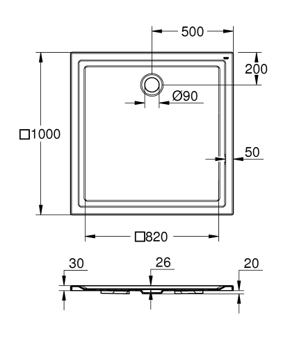 Grohe Akrilik Duş Teknesi 1000 X 1000 - 39300000 - 3