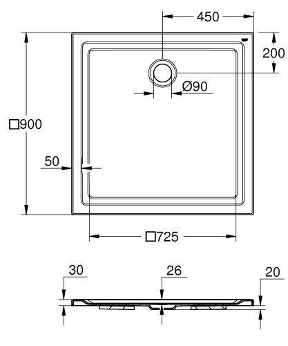 Grohe Akrilik Duş Teknesi 900 X 900 - 39301000 - 3