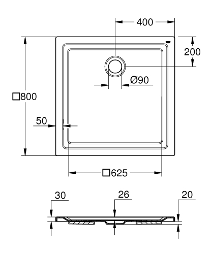 Grohe Akrilik Duş Teknesi 800 X 800 - 39302000 - 3