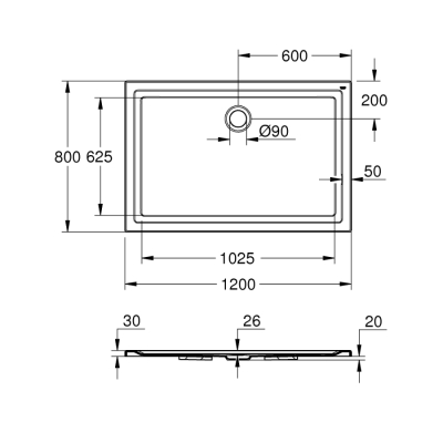 Grohe Akrilik Duş Teknesi 800 X 1200 - 39305000 - 2