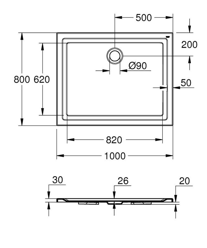 Grohe Akrilik Duş Teknesi 800 X 1000 - 39306000 - 3