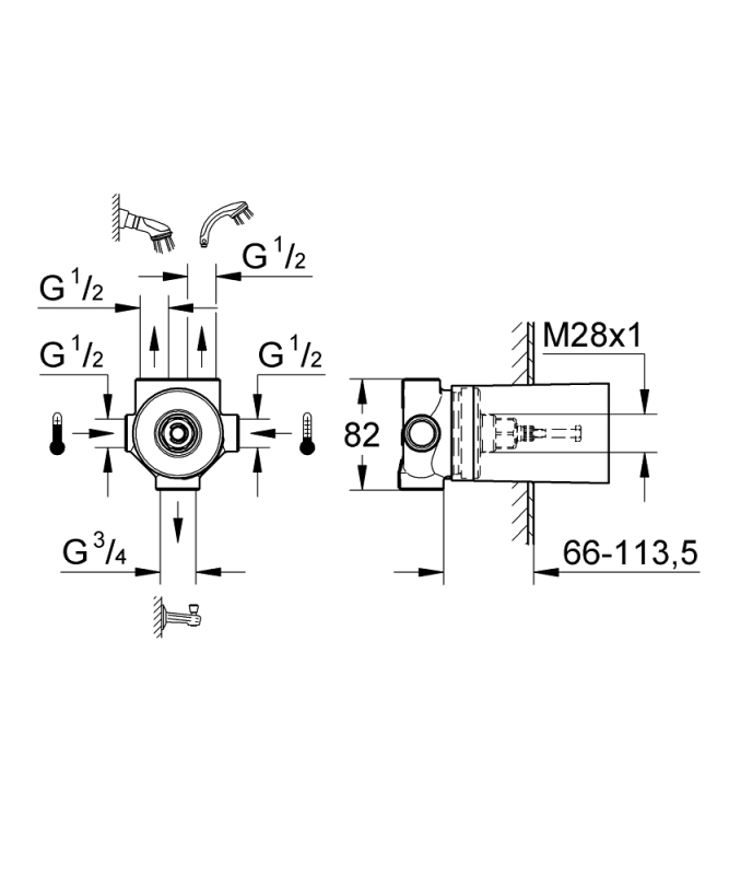 Grohe 5 Yollu Yön Değiştirici (3 Çıkış Kontrolü Sağlar) - 29033000 - 3