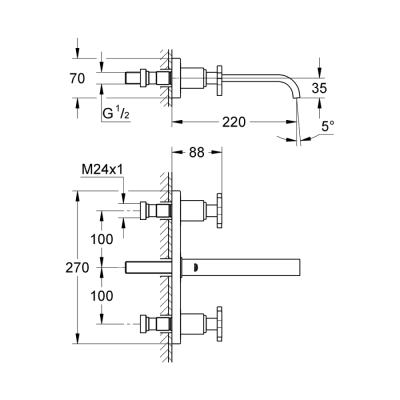 Grohe Allure 3 Delikli Lavabo Bataryası 1/2