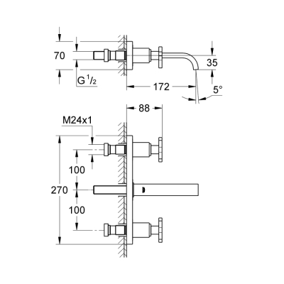 Grohe Allure 3 Delikli Lavabo Bataryası 1/2