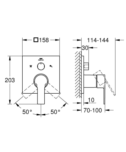Grohe Allure Ankastre Banyo Bataryası (3 Yollu, Sıva Üstü Grubu), Paslanmaz Çelik - 29176DC1 - 4