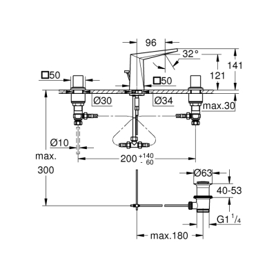 Grohe Allure Brilliant 3 Delikli Lavabo Bataryası 1/2