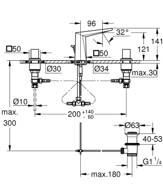 Grohe Allure Brilliant 3 Delikli Lavabo Bataryası 1/2