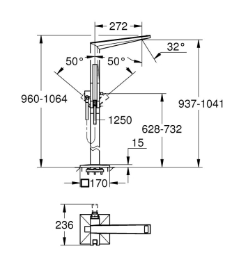 Grohe Allure Brilliant Private Collection Yerden Küvet Bataryası - 24423AL0 - 3