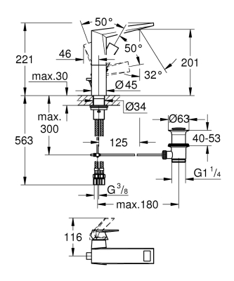 Grohe Allure Brilliant Tek Kumandalı Lavabo Bataryası 1/2