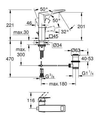 Grohe Allure Brilliant Tek Kumandalı Lavabo Bataryası 1/2