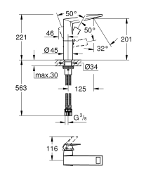 Grohe Allure Brilliant Tek Kumandalı Lavabo Bataryası 1/2