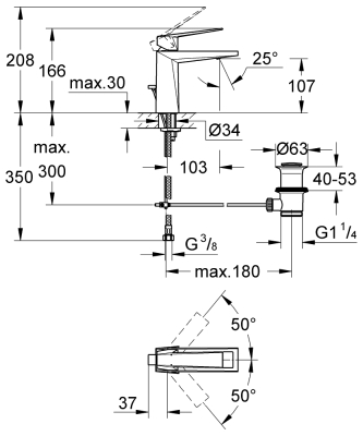 Grohe Allure Brilliant Tek Kumandalı Lavabo Bataryası M-Boyut - 24341AL0 - 4