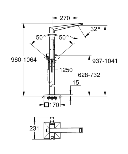 Grohe Allure Brilliant Yerden Küvet Bataryası - 24348AL0 - 5