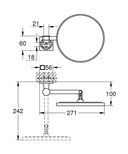 Grohe Allure Makyaj ve Tıraş Aynası, Paslanmaz Çelik - 40967DC1 - 4