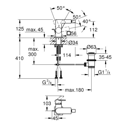 Grohe Allure Tek Kumandalı Bide Bataryası 1/2