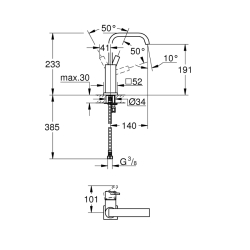 Grohe Allure Tek Kumandalı Lavabo Bataryası 1/2