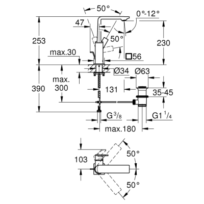 Grohe Allure Tek Kumandalı Lavabo Bataryası 1/2