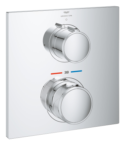 Grohe Allure Tek Valfli Akış Kontrollü, Ankastre Termostatik Duş Bataryası - 19380002 - 1