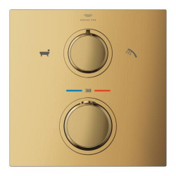 Grohe Allure Termostatik Ankastre Banyo ve Duş Bataryası (Sıva Üstü Grubu), 2 Yollu, Altın - 19446GL2 - 3