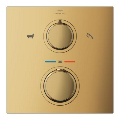 Grohe Allure Termostatik Ankastre Banyo ve Duş Bataryası (Sıva Üstü Grubu), 2 Yollu, Altın - 19446GL2 - 3