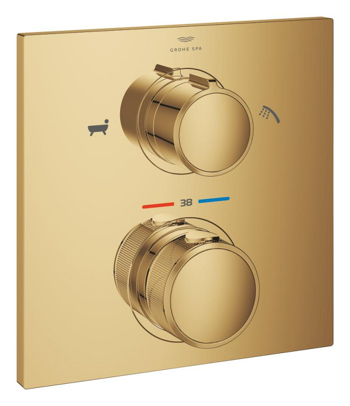 Grohe Allure Termostatik Ankastre Banyo ve Duş Bataryası (Sıva Üstü Grubu), 2 Yollu, Altın - 19446GL2 - 1