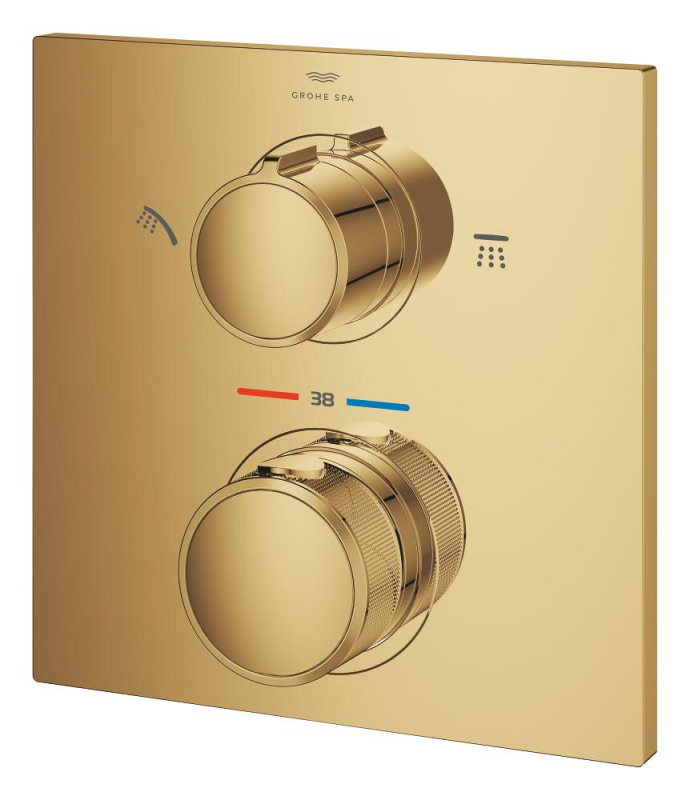 Grohe Allure Termostatik Ankastre Banyo ve Duş Bataryası (Sıva Üstü Grubu), 2 Yollu, Altın - 29181GL2 - 4