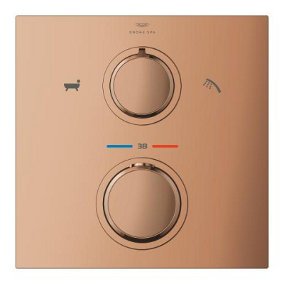 Grohe Allure Termostatik Ankastre Banyo ve Duş Bataryası (Sıva Üstü Grubu), 2 Yollu, Bakır - 19446DA2 - 3