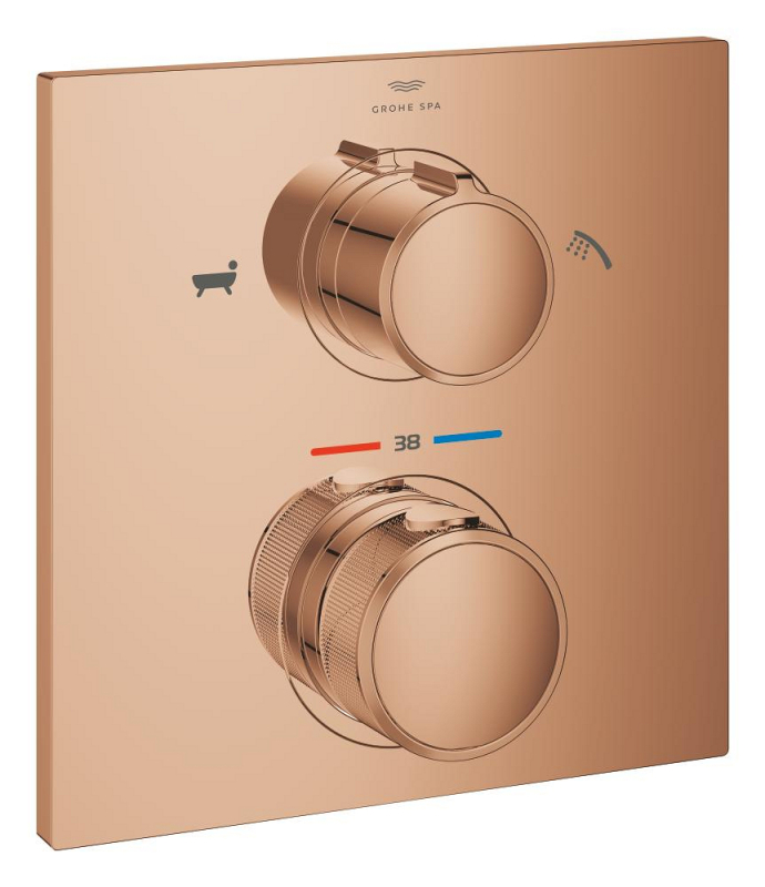 Grohe Allure Termostatik Ankastre Banyo ve Duş Bataryası (Sıva Üstü Grubu), 2 Yollu, Bakır - 19446DA2 - 1