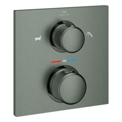 Grohe Allure Termostatik Ankastre Banyo ve Duş Bataryası (Sıva Üstü Grubu), 2 Yollu, Fırçalı Sert Grafit - 19446AL2 - 1