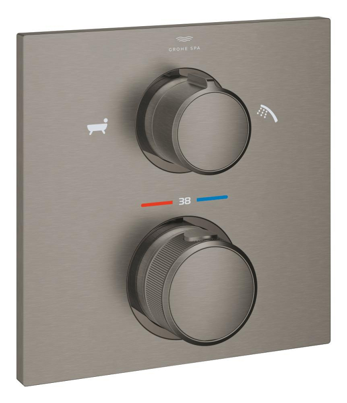 Grohe Allure Termostatik Ankastre Banyo ve Duş Bataryası (Sıva Üstü Grubu), 2 Yollu, Fırçalı Sert Grafit - 19446AL2 - 1