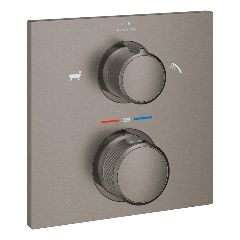 Grohe Allure Termostatik Ankastre Banyo ve Duş Bataryası (Sıva Üstü Grubu), 2 Yollu, Fırçalı Sert Grafit - 19446AL2 - 2