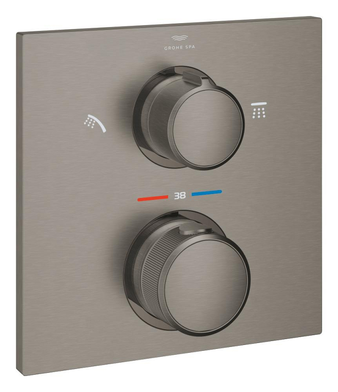 Grohe Allure Termostatik Ankastre Banyo ve Duş Bataryası (Sıva Üstü Grubu), 2 Yollu, Fırçalı Sert Grafit - 29181AL2 - 1