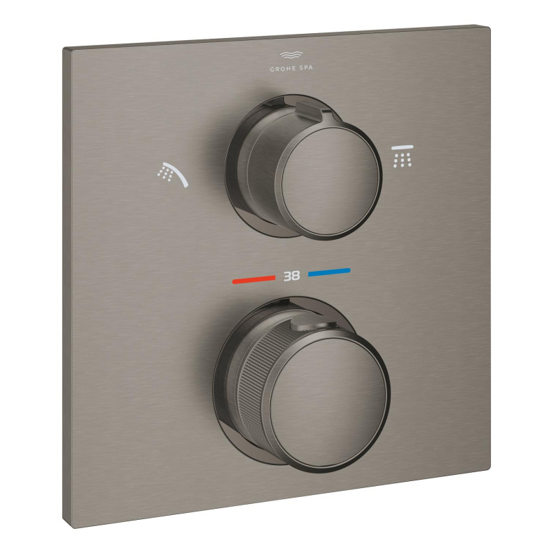 Grohe Allure Termostatik Ankastre Banyo ve Duş Bataryası (Sıva Üstü Grubu), 2 Yollu, Fırçalı Sert Grafit - 29181AL2 - 2