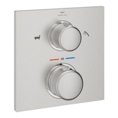 Grohe Allure Termostatik Ankastre Banyo ve Duş Bataryası (Sıva Üstü Grubu), 2 Yollu, Paslanmaz Çelik - 19446DC2 - 1