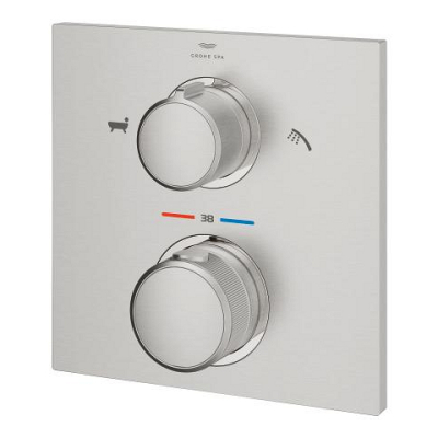 Grohe Allure Termostatik Ankastre Banyo ve Duş Bataryası (Sıva Üstü Grubu), 2 Yollu, Paslanmaz Çelik - 19446DC2 - 2