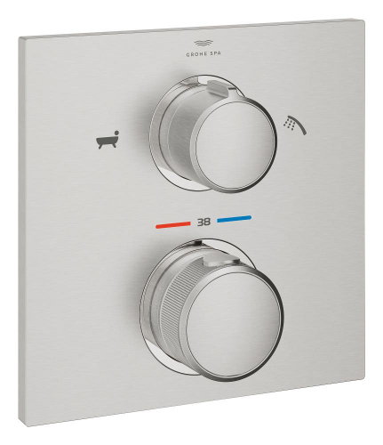 Grohe Allure Termostatik Ankastre Banyo ve Duş Bataryası (Sıva Üstü Grubu), 2 Yollu, Paslanmaz Çelik - 19446DC2 - 1