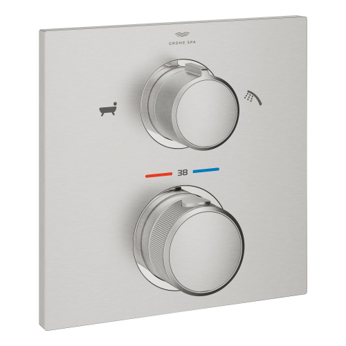 Grohe Allure Termostatik Ankastre Banyo ve Duş Bataryası (Sıva Üstü Grubu), 2 Yollu, Paslanmaz Çelik - 19446DC2 - 2