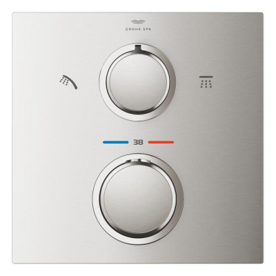 Grohe Allure Termostatik Ankastre Banyo ve Duş Bataryası (Sıva Üstü Grubu), 2 Yollu, Paslanmaz Çelik - 29181DC2 - 3