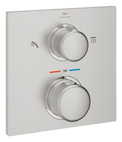 Grohe Allure Termostatik Ankastre Banyo ve Duş Bataryası (Sıva Üstü Grubu), 2 Yollu, Paslanmaz Çelik - 29181DC2 - 1