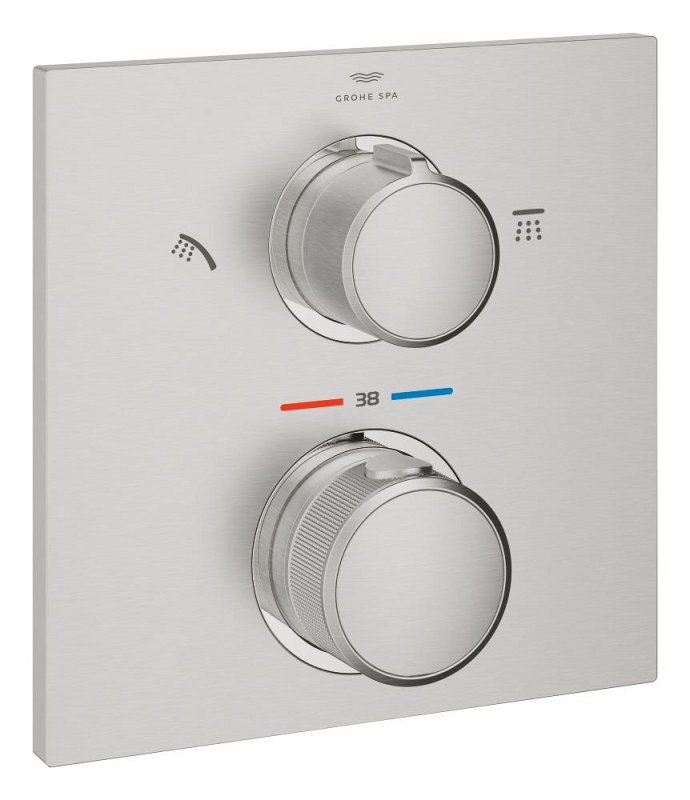 Grohe Allure Termostatik Ankastre Banyo ve Duş Bataryası (Sıva Üstü Grubu), 2 Yollu, Paslanmaz Çelik - 29181DC2 - 1