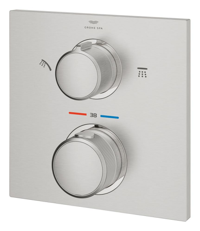 Grohe Allure Termostatik Ankastre Banyo ve Duş Bataryası (Sıva Üstü Grubu), 2 Yollu, Paslanmaz Çelik - 29181DC2 - 4