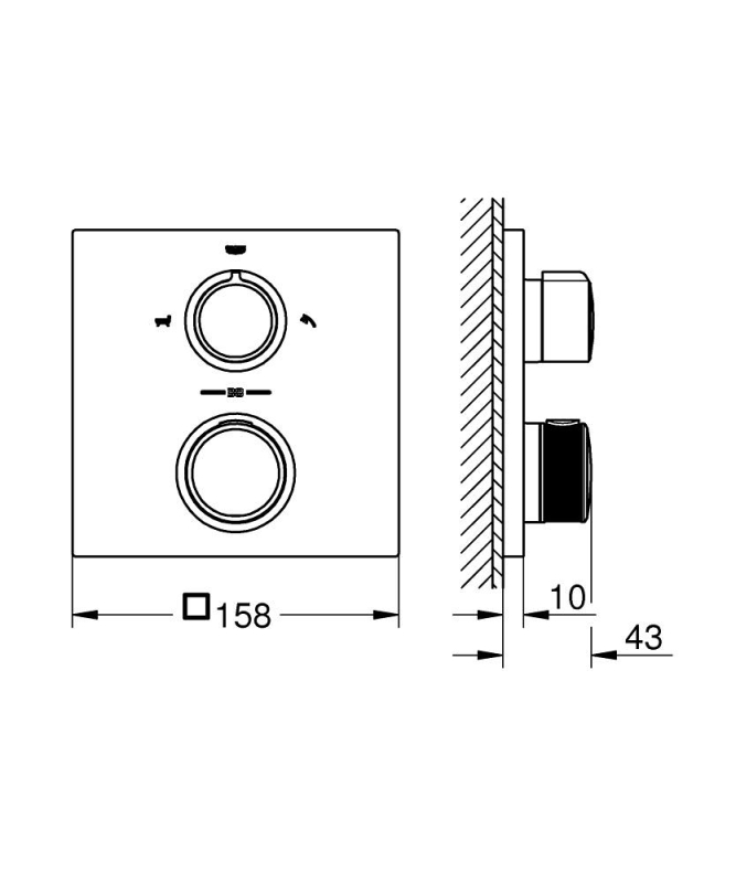 Grohe Allure Termostatik Ankastre Banyo ve Duş Bataryası (Sıva Üstü Grubu), 2 Yollu, Fırçalı Bakır - 5