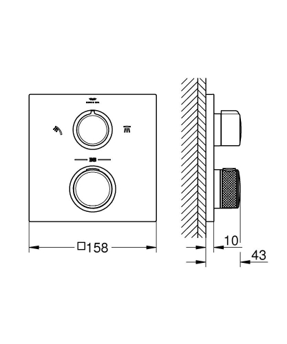 Grohe Allure Thermostat For Concealed İnstallation With 2 - Way Diverter Head Shower/Hand Shower - 29181002 - 5