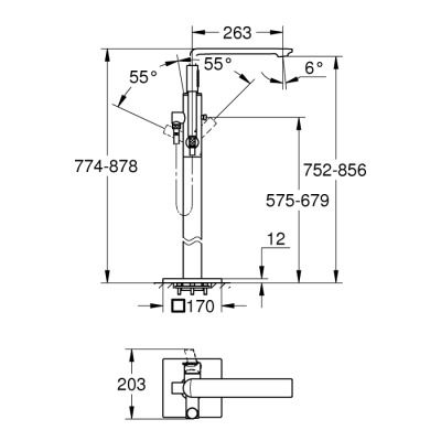 Grohe Allure Yerden Küvet Bataryası - 25222001 - 2