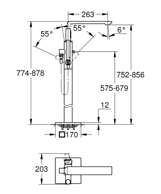 Grohe Allure Yerden Küvet Bataryası - 25222DL1 - 4