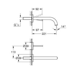 Grohe Atrio 2 Delikli joystick lavabo bataryası - 29406000 - 3