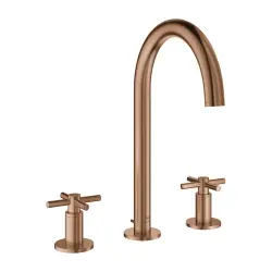 Grohe Atrio 3 Delikli Ankastre Lavabo Bataryası (4 Çubuklu Volan) L-Boy, Fırçalı Bakır - 20643DL0 - 1
