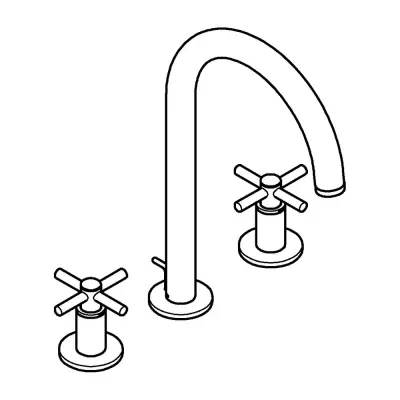 Grohe Atrio 3 Delikli Ankastre Lavabo Bataryası (4 Çubuklu Volan) L-Boy, Fırçalı Bakır - 20643DL0 - 2