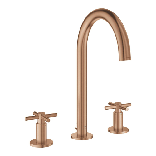 Grohe Atrio 3 Delikli Ankastre Lavabo Bataryası (4 Çubuklu Volan) L-Boy, Fırçalı Bakır - 20643DL0 - 2